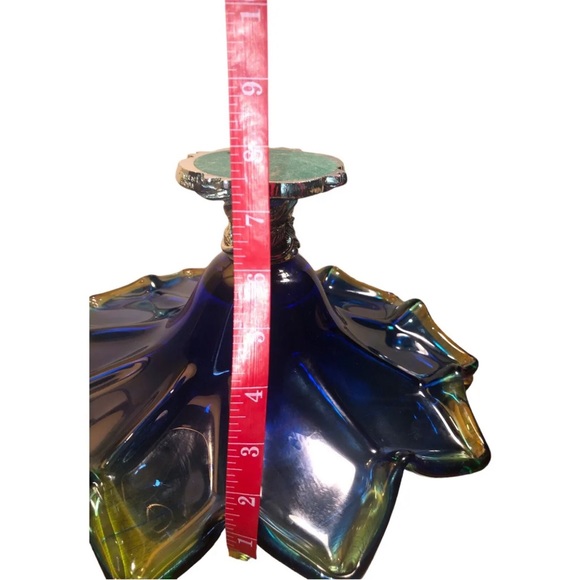 Beautiful Large Italian Glass Compote Floral Design Bowl With Silver Ped… - Picture 3 of 12